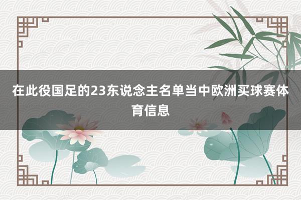 在此役国足的23东说念主名单当中欧洲买球赛体育信息