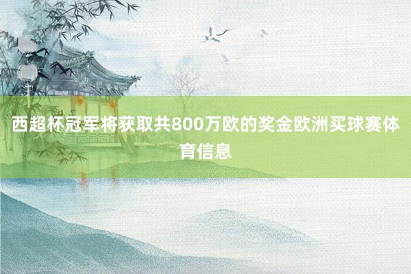 西超杯冠军将获取共800万欧的奖金欧洲买球赛体育信息