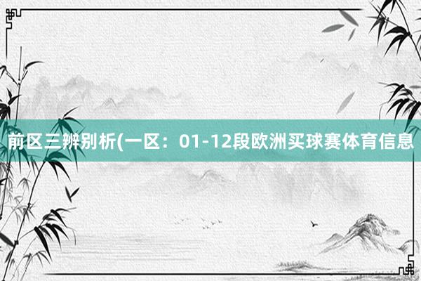 前区三辨别析(一区：01-12段欧洲买球赛体育信息