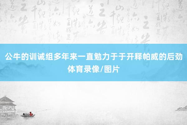 公牛的训诫组多年来一直勉力于于开释帕威的后劲体育录像/图片