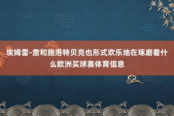 埃姆雷-詹和施洛特贝克也形式欢乐地在琢磨着什么欧洲买球赛体育信息