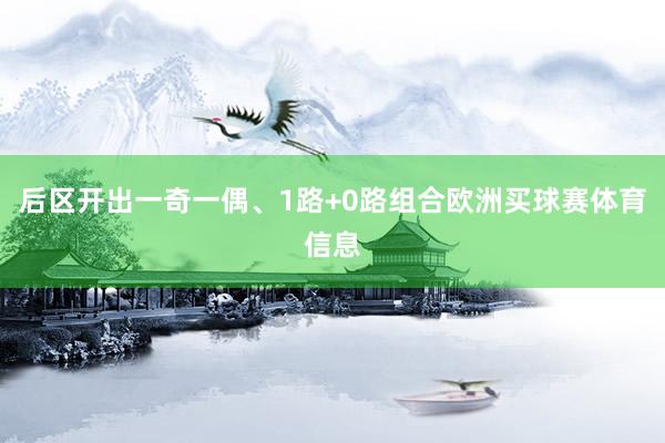 后区开出一奇一偶、1路+0路组合欧洲买球赛体育信息